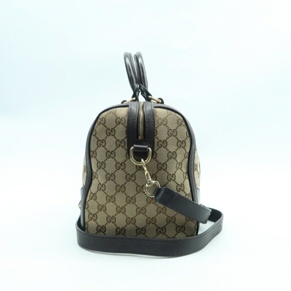 100% Authentic GUCCI Boston Brown Canvas Satchel Bag - Picture 4 of 12